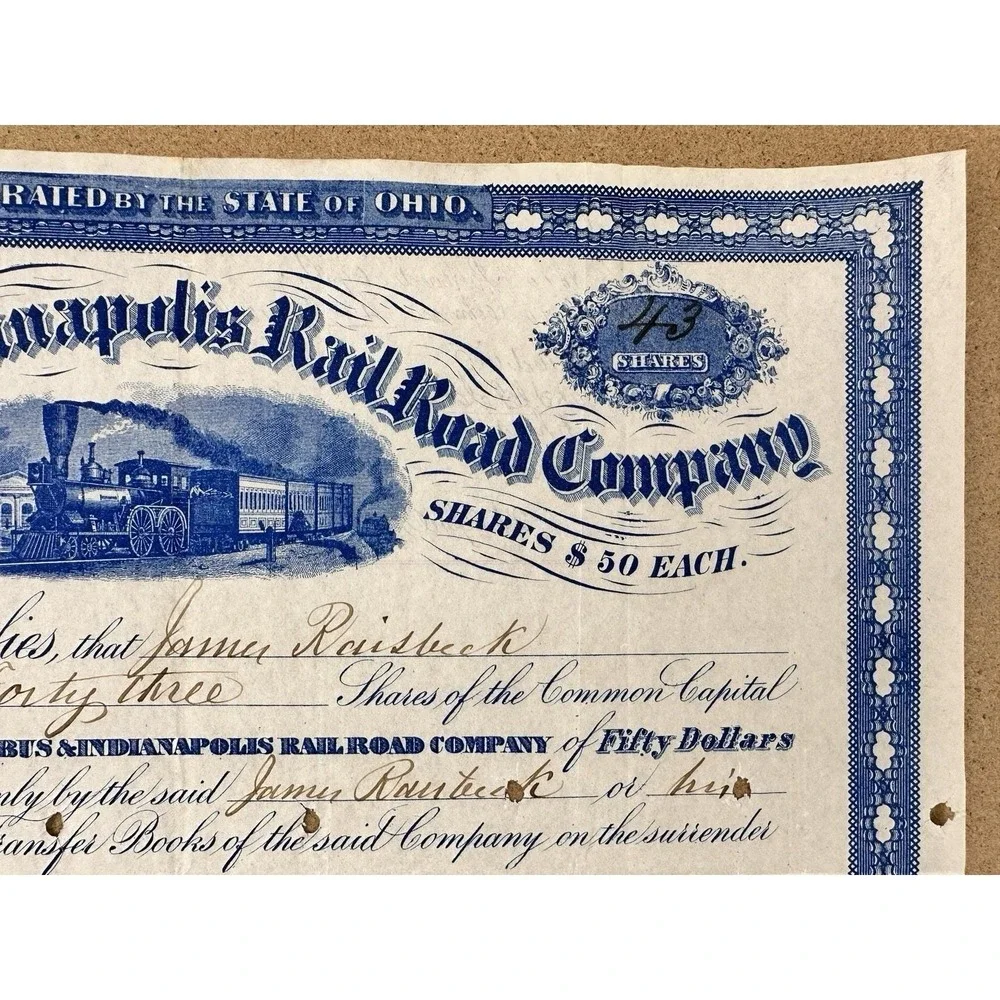 1864 Civil War Railroad Stock Certificate – Cancelled Day John Wilkes Booth Died